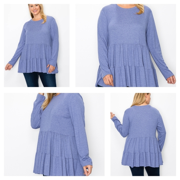 Urban Fem Tops - Urban Fem Plus Size Women's Long Sleeve Ruffle Babydoll Knit Blouse 22/24 NWT
